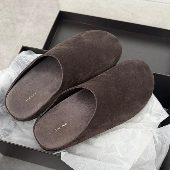 The Row Women's Dark Brown Hudson Slides - Picture 1 of 2